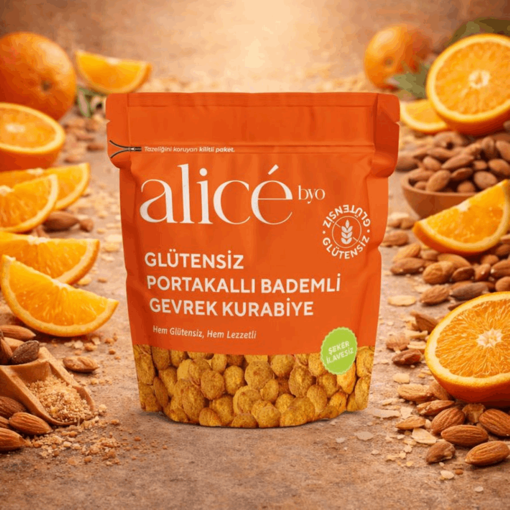 Glutensiz Portakallı Bademli Kurabiye